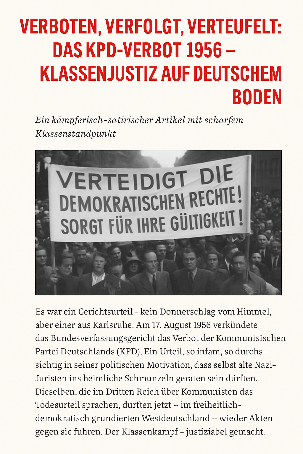69 Jahre Verbot der KPD