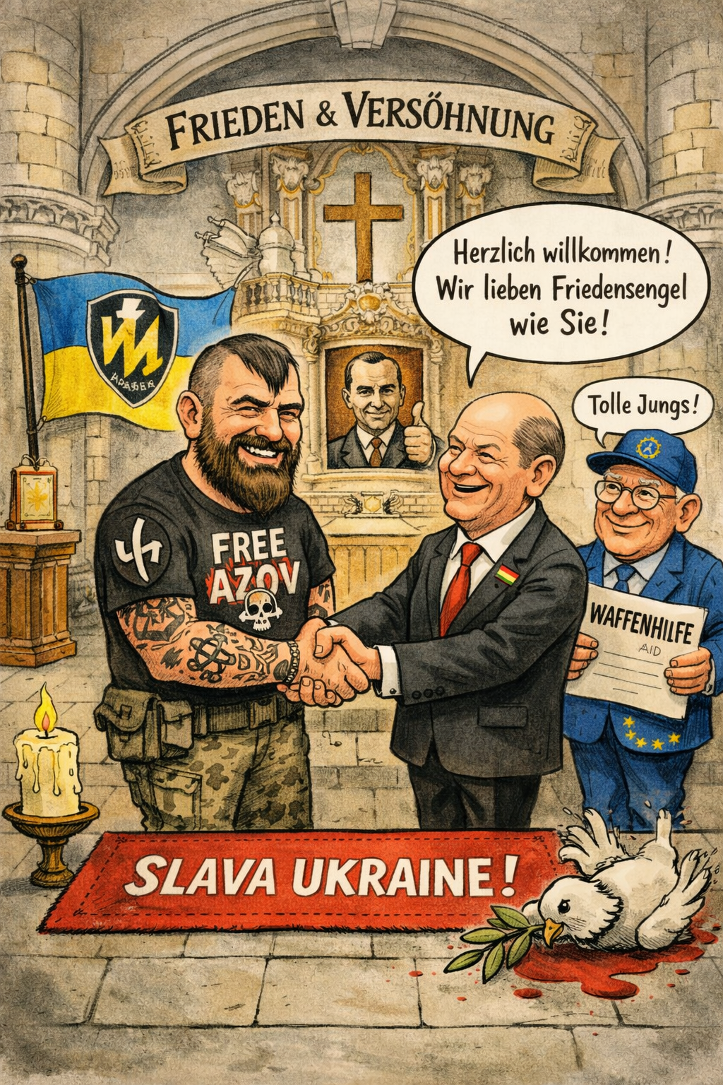 Mit Wolfsangel in der Frauenkirche –